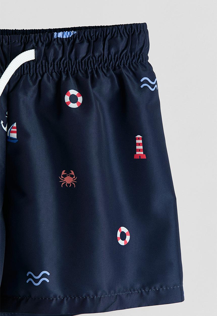 H&M - Printed swim shorts - navy blue/patterned