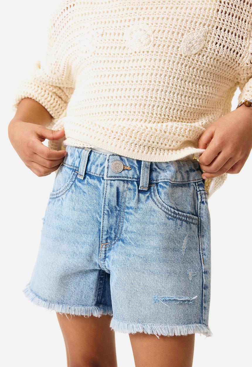 H&M - Frayed denim shorts - light denim blue