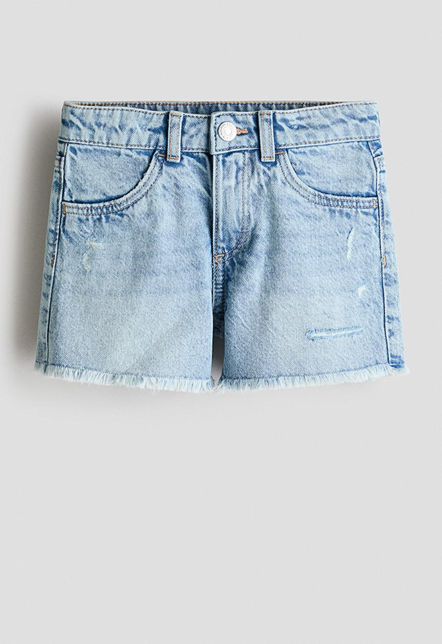 H&M - Frayed denim shorts - light denim blue