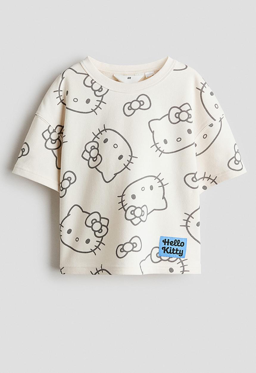H&M - Printed t-shirt - cream/hello kitty