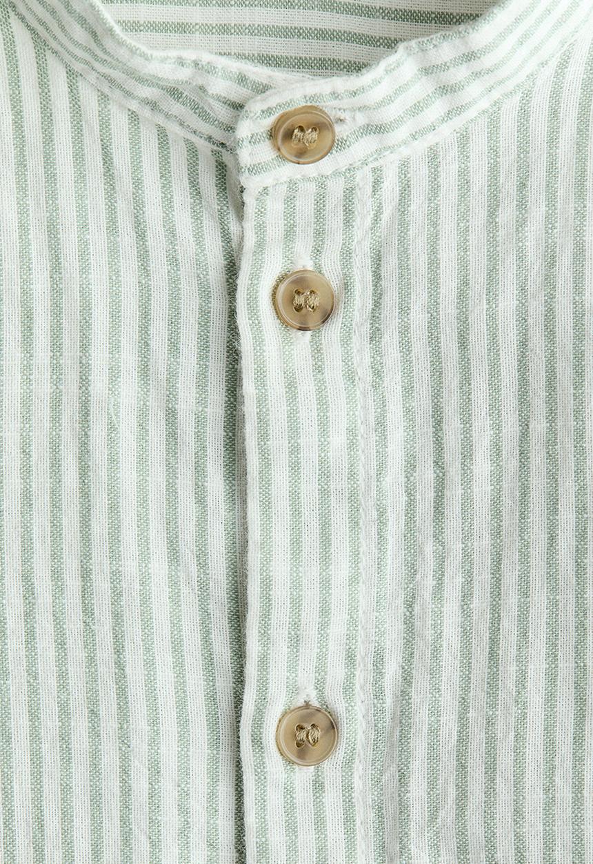 H&M - Cotton grandad shirt - white/green striped