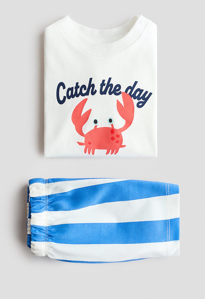 H&M - 2-piece cotton set - white/catch the day