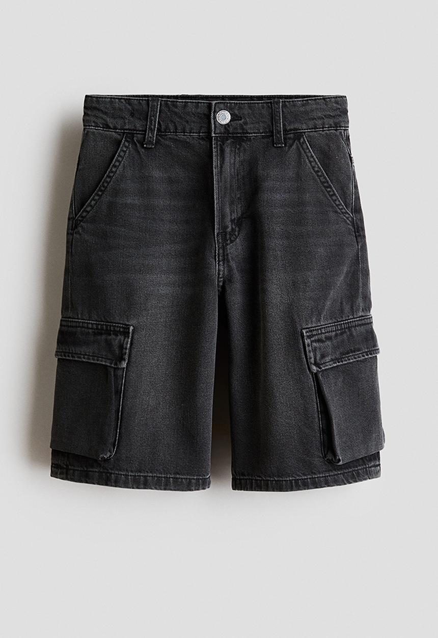 H&M - Cargo denim shorts - black