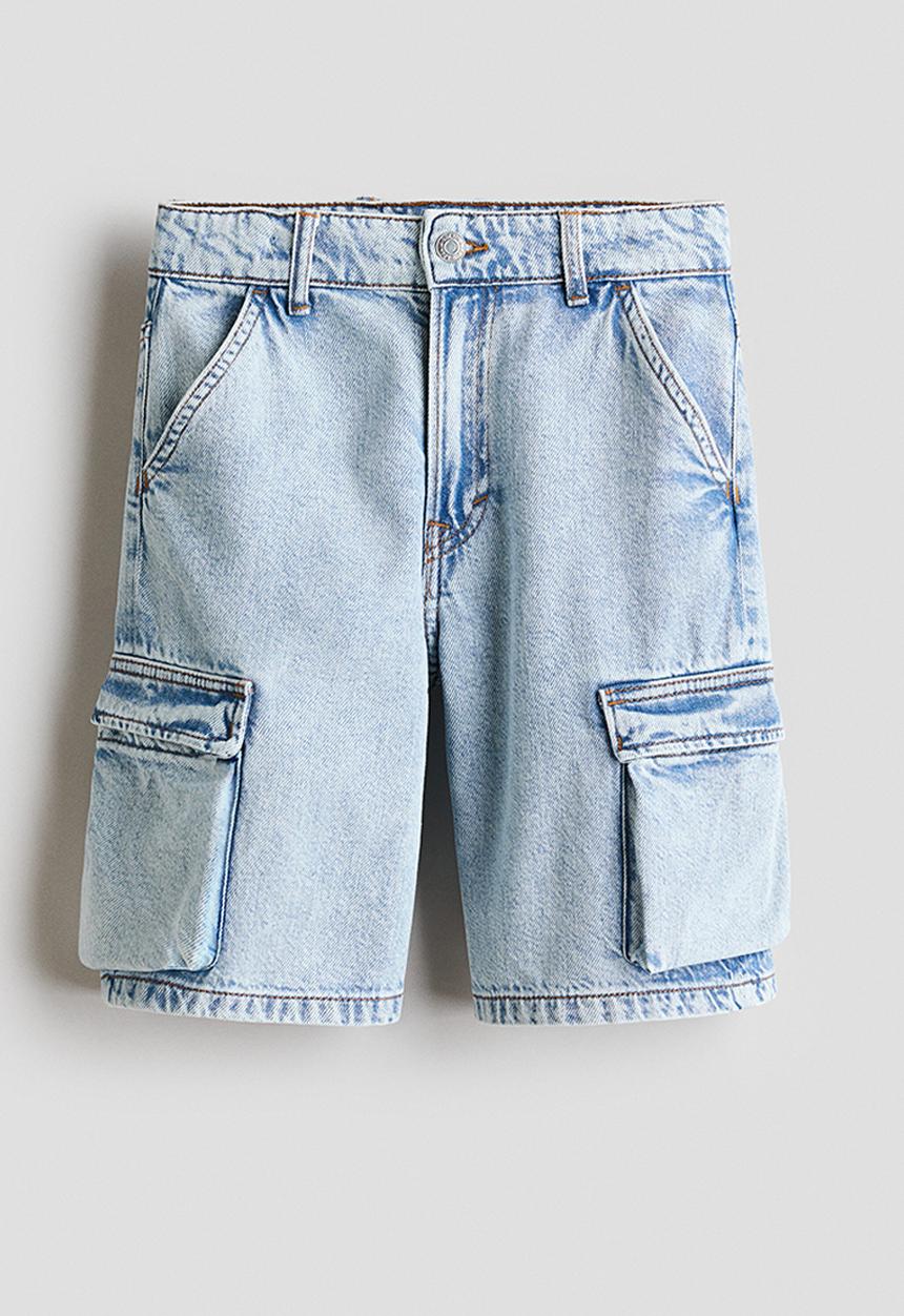 H&M - Cargo denim shorts - light denim blue