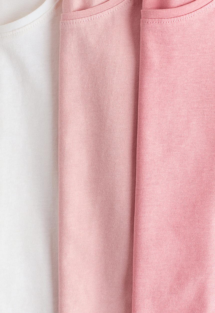 H&M - 3-Pack flutter-sleeved tops - pink/light pink/cream