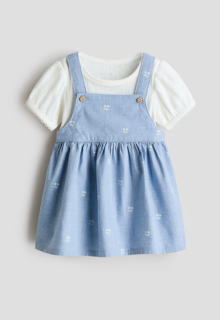 H&M - 2-Piece dress and bodysuit set - light blue/floral