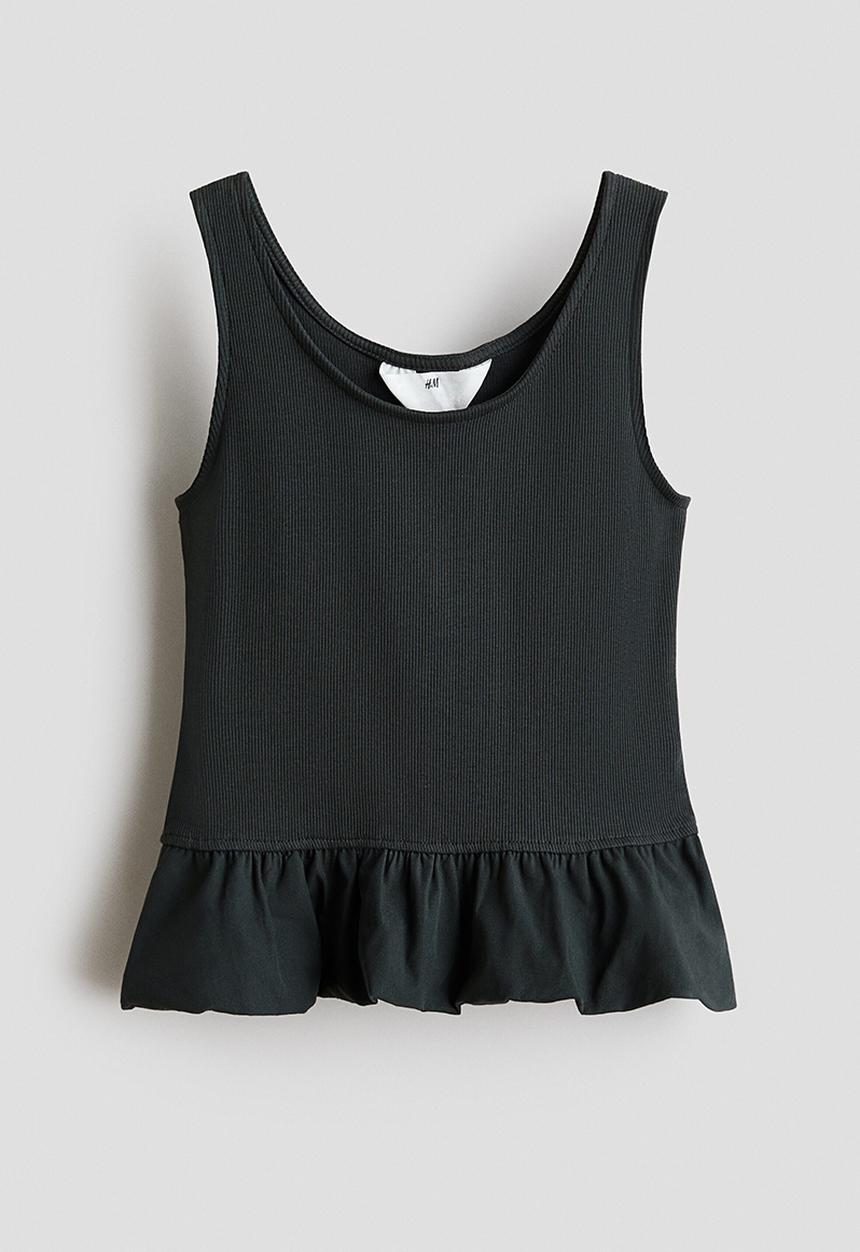 H&M - Bubble-hem vest top - dark grey