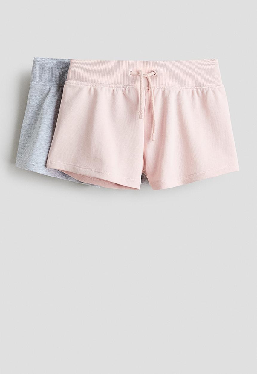 H&M - 2-pack sweatshorts - light pink/light grey marl