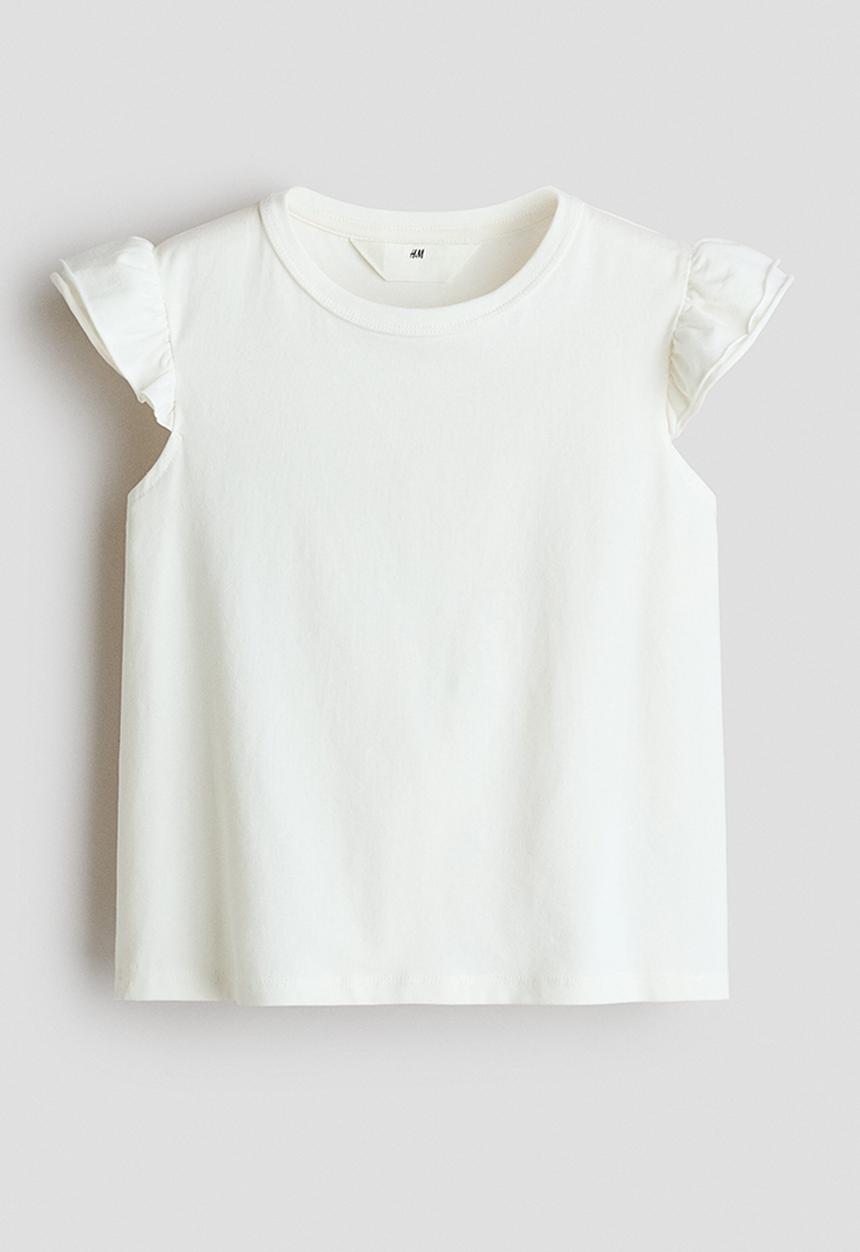 H&M - Flutter-sleeved top - white