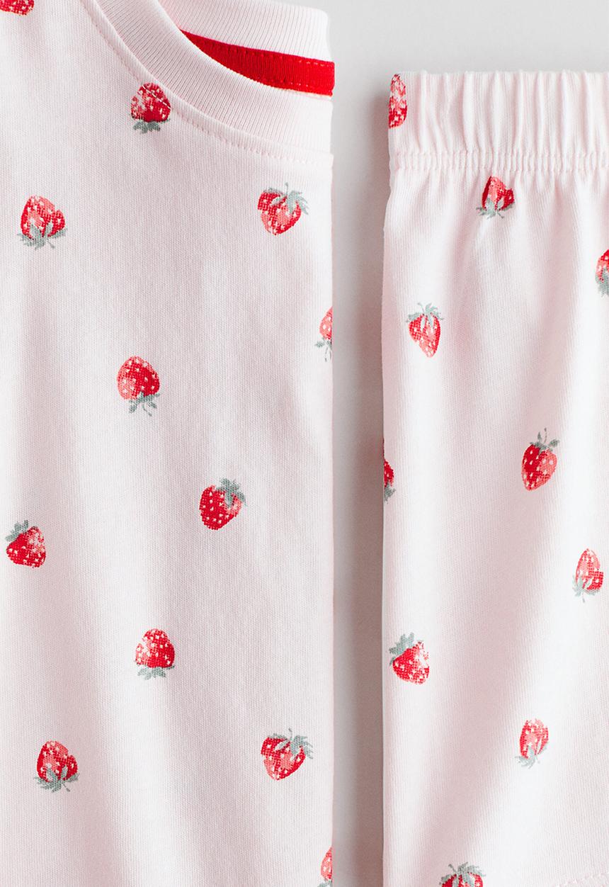 H&M - Patterned cotton pyjamas - light pink/strawberries