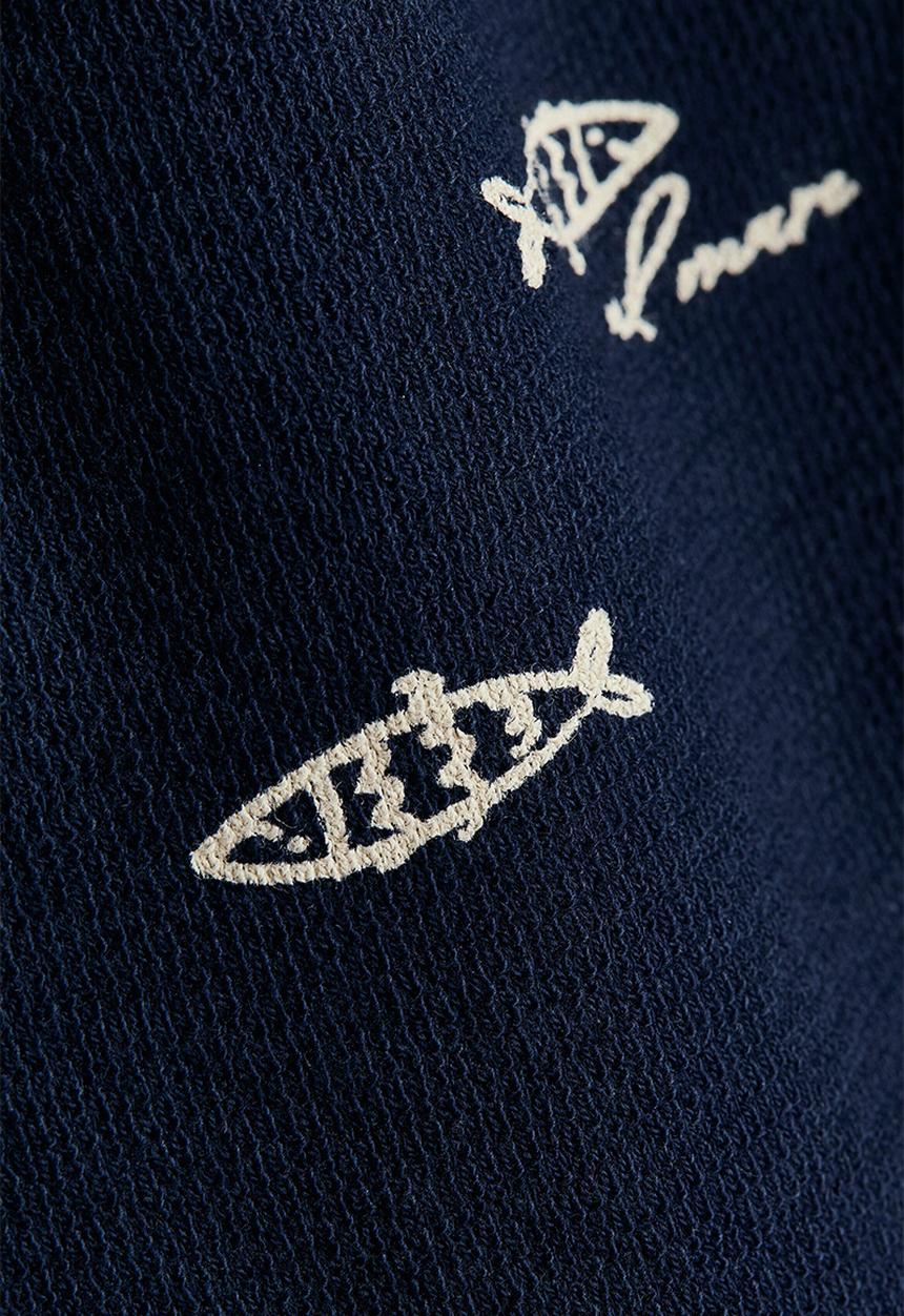 H&M - Cotton terry romper suit - navy blue/fish