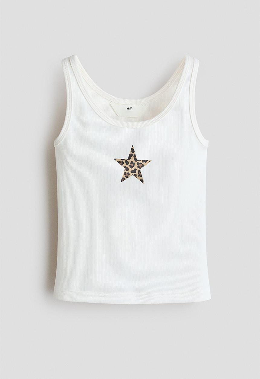 H&M - Motif-detail vest top - white/star