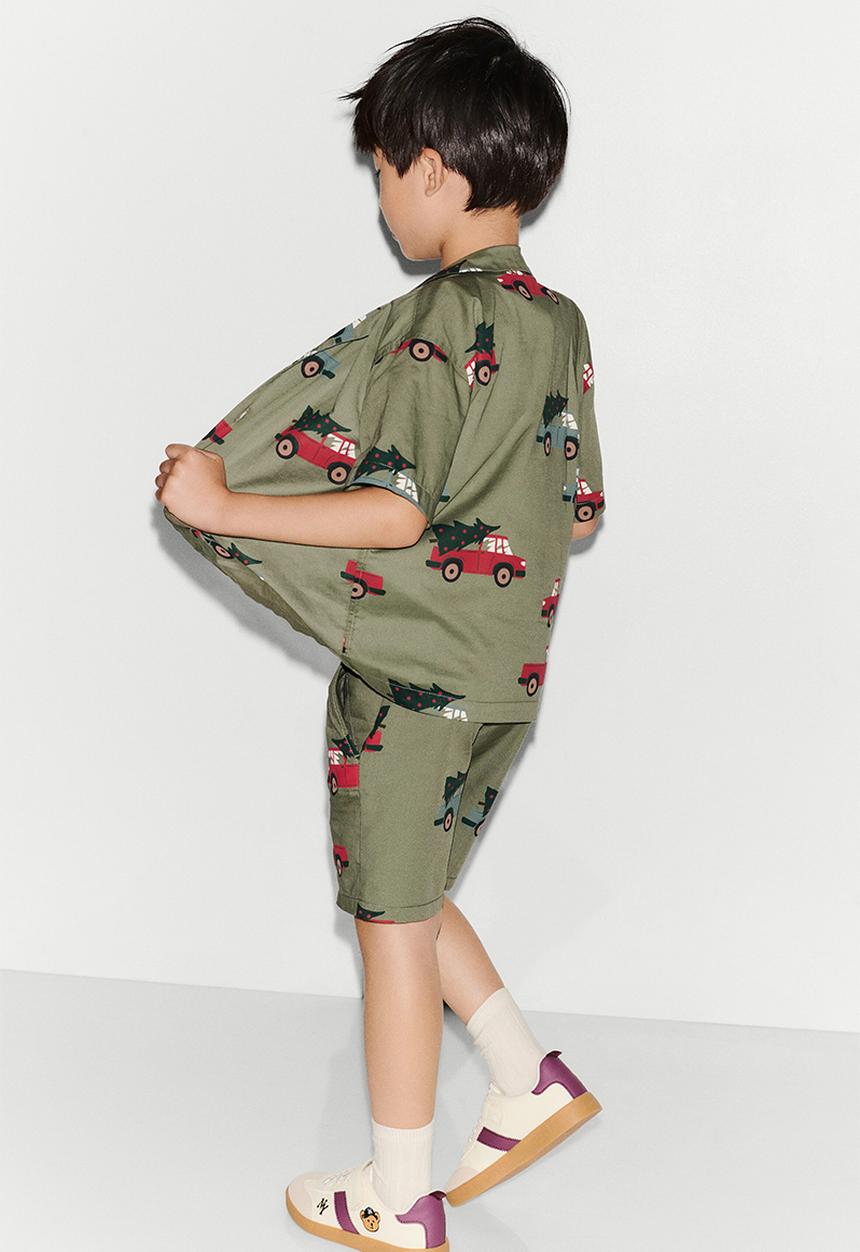 H&M - 3-Pack cotton shorts - khaki green/vehicles