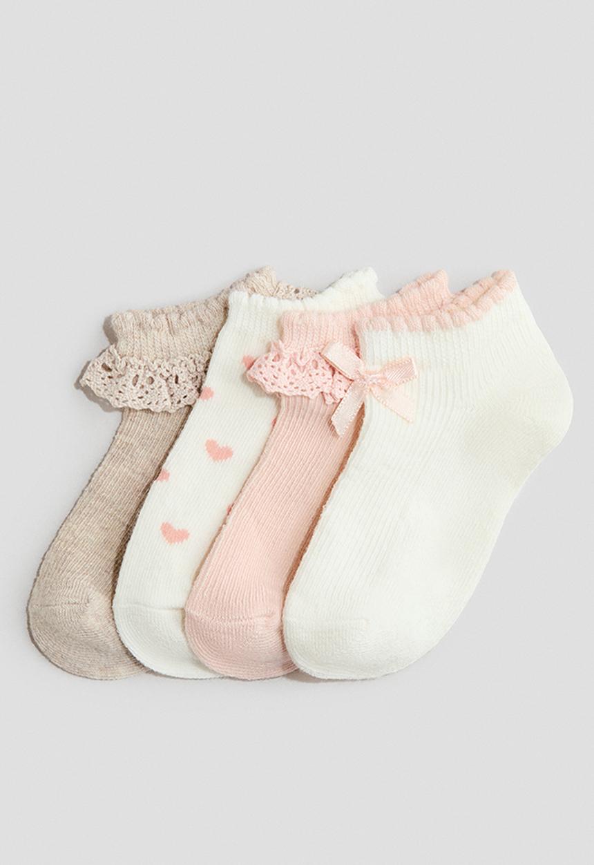 H&M - 4-Pack shaftless socks - pink/beige
