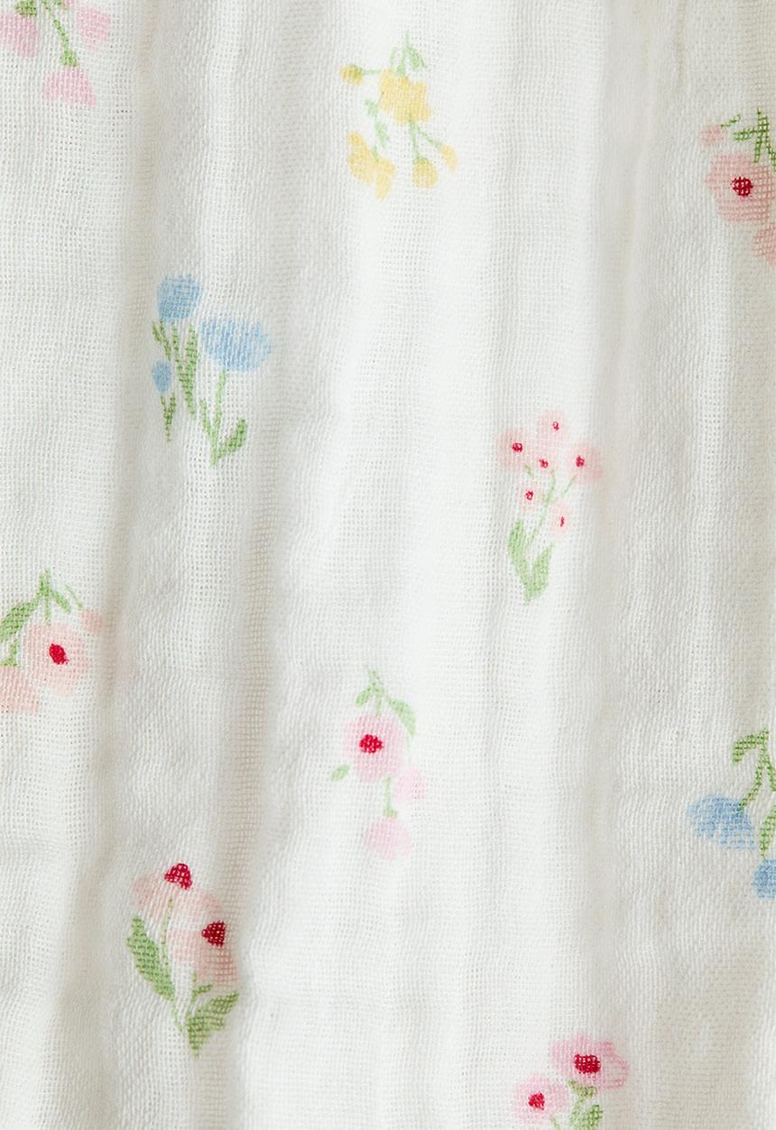 H&M - Frilled muslin romper suit - white/floral