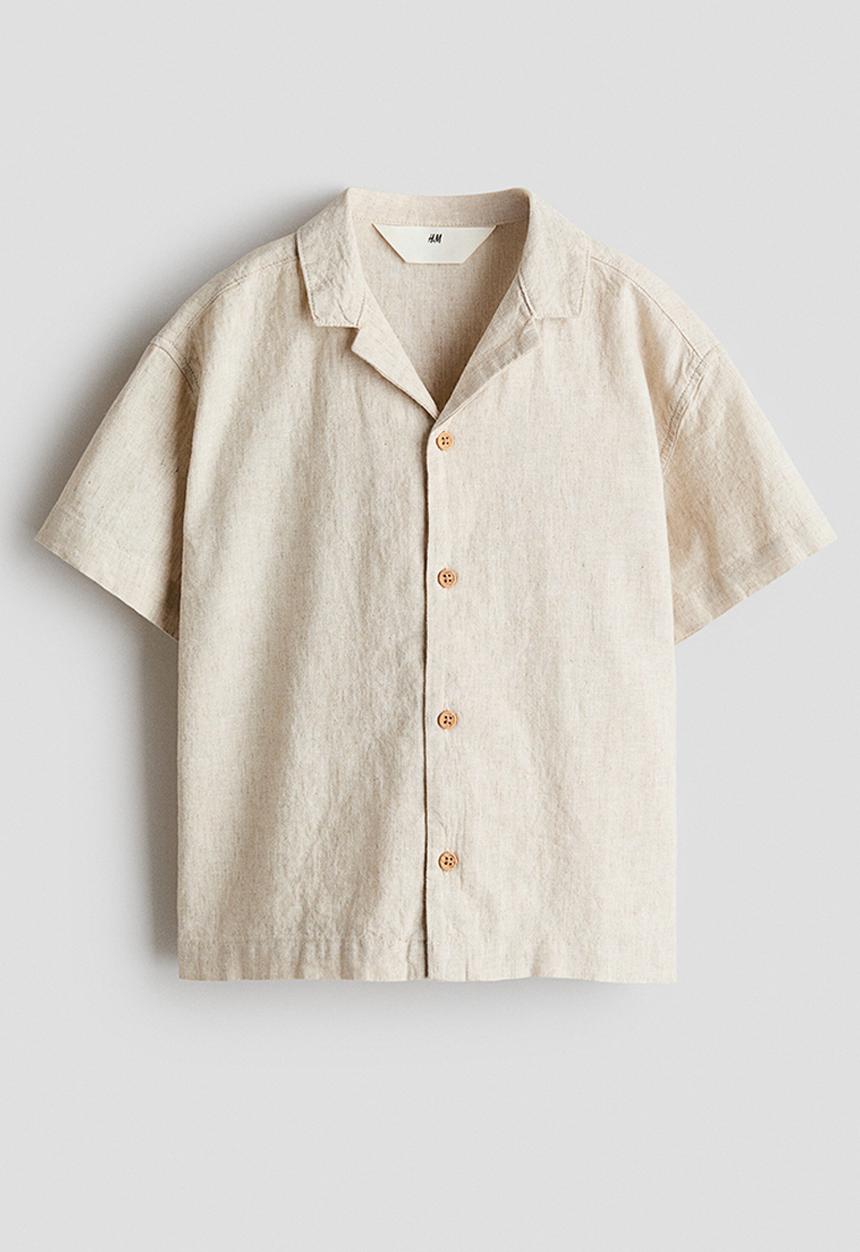 H&M - Linen-blend resort shirt - natural beige