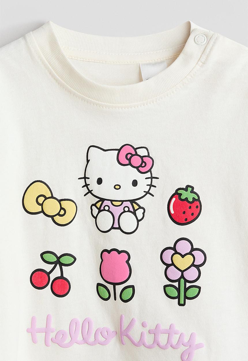 H&M - 2-pack printed cotton t-shirts - light purple/hello kitty