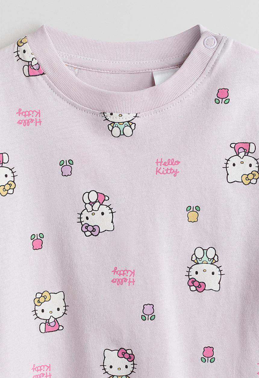 H&M - 2-pack printed cotton t-shirts - light purple/hello kitty