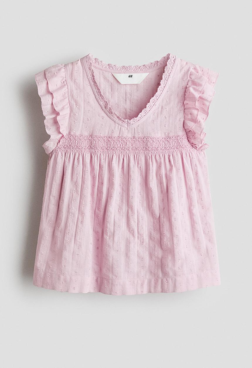 H&M - Flutter-sleeved blouse - light pink