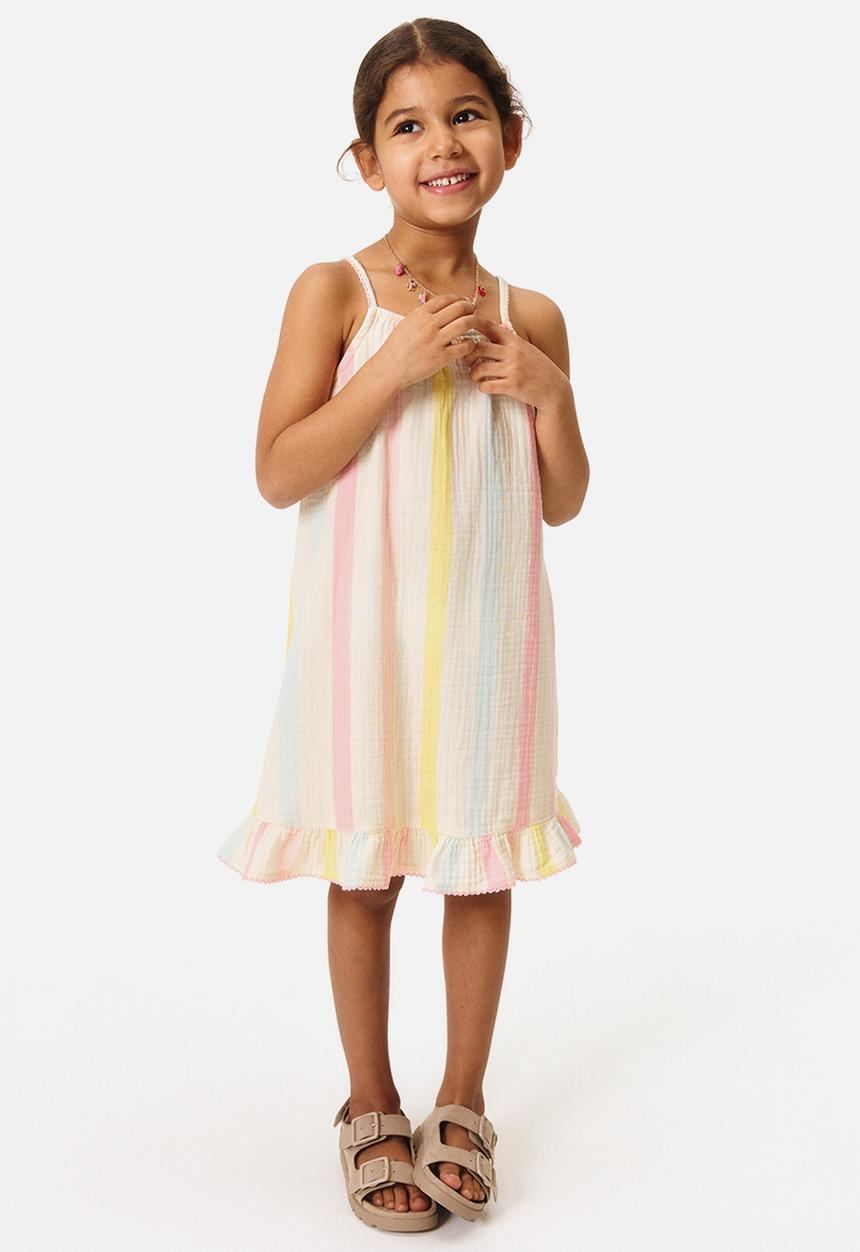 H&M - Flounced strappy dress - cream/striped