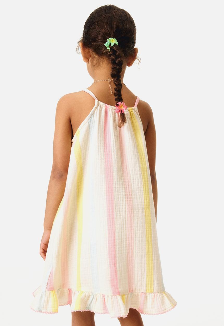 H&M - Flounced strappy dress - cream/striped