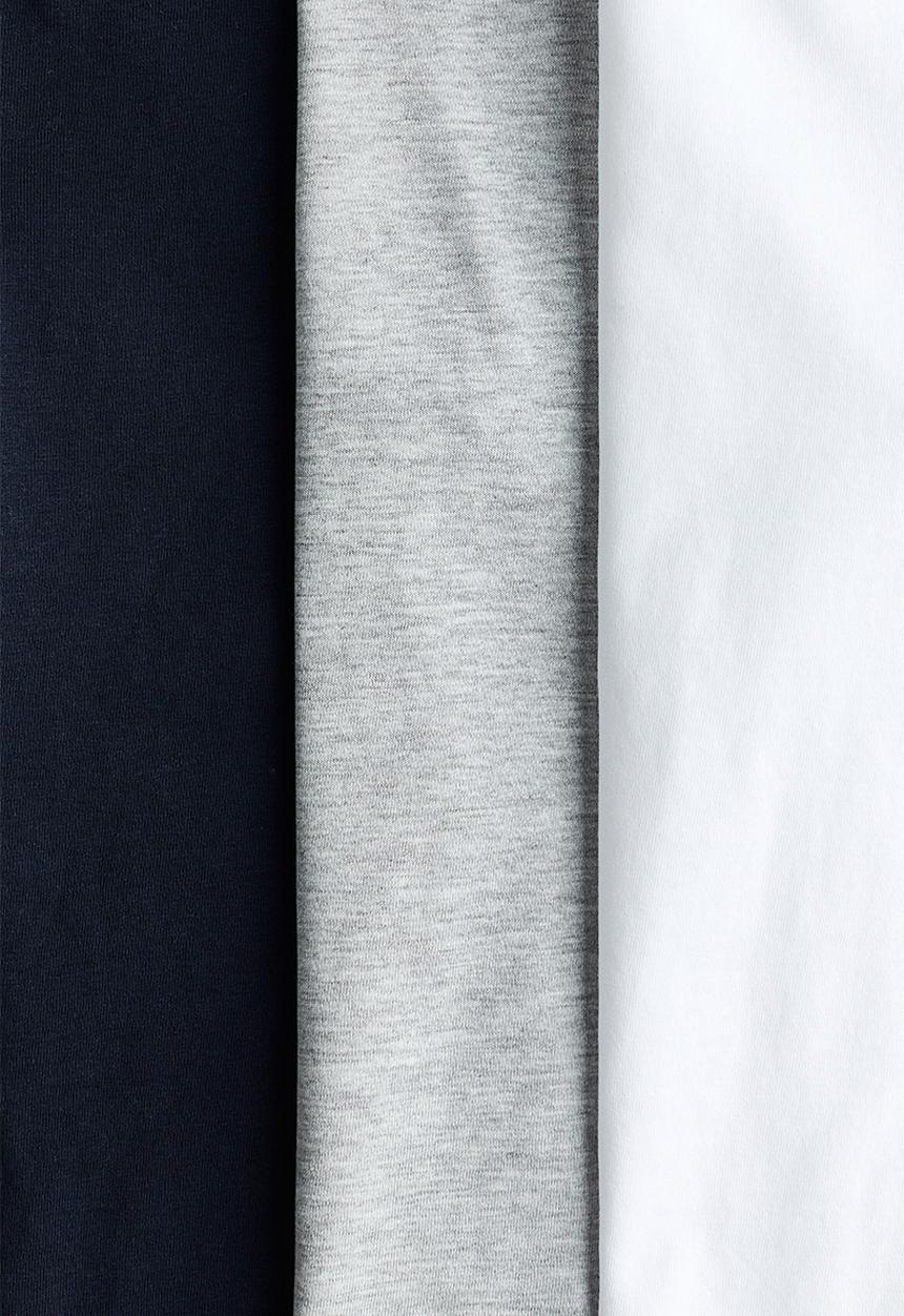 H&M - 3-Pack cotton T-shirts - white/grey marl/navy blue