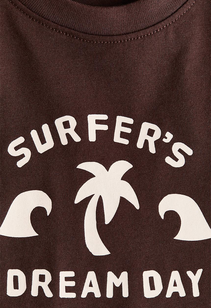 H&M - Printed T-shirt - dark brown/surfer
