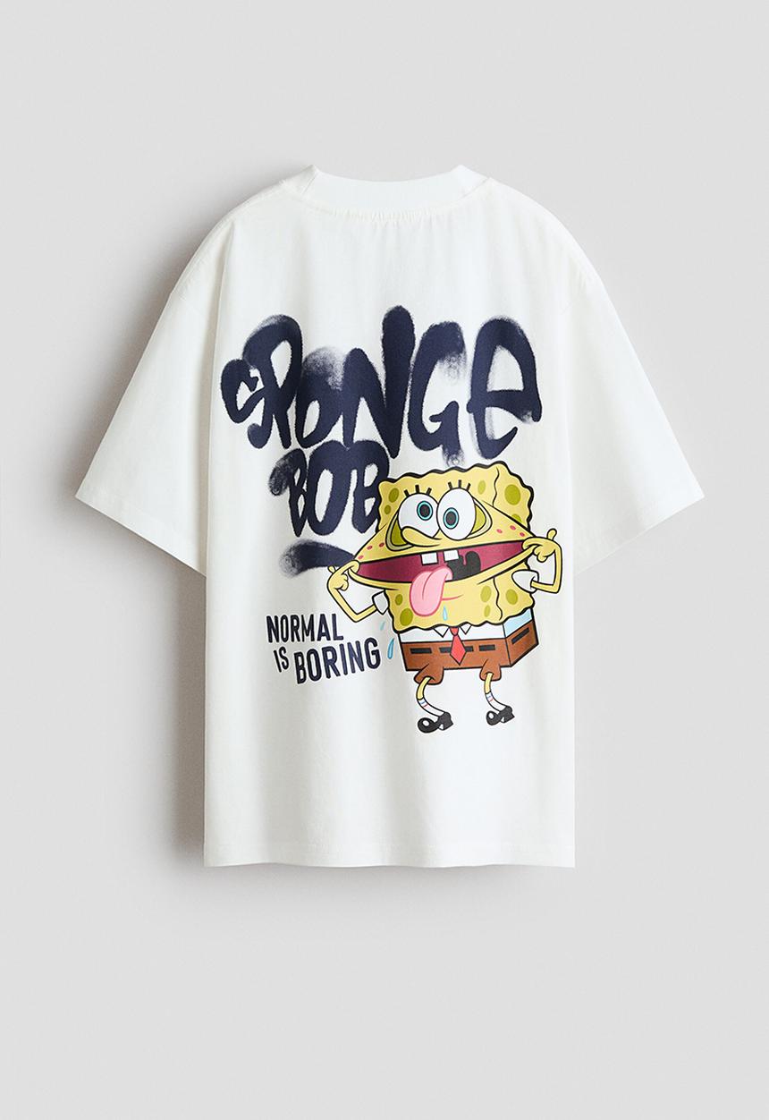 H&M - Printed t-shirt - white/spongebob