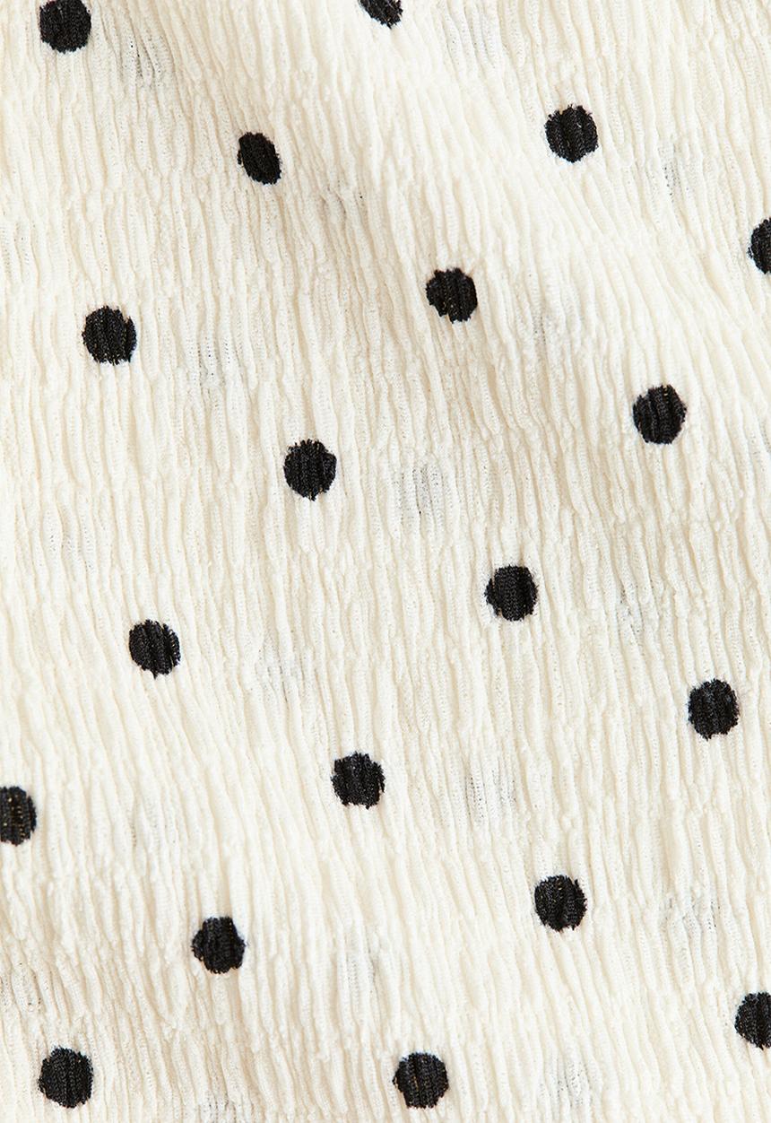 H&M - Wide crinkled trousers - white/polka dot
