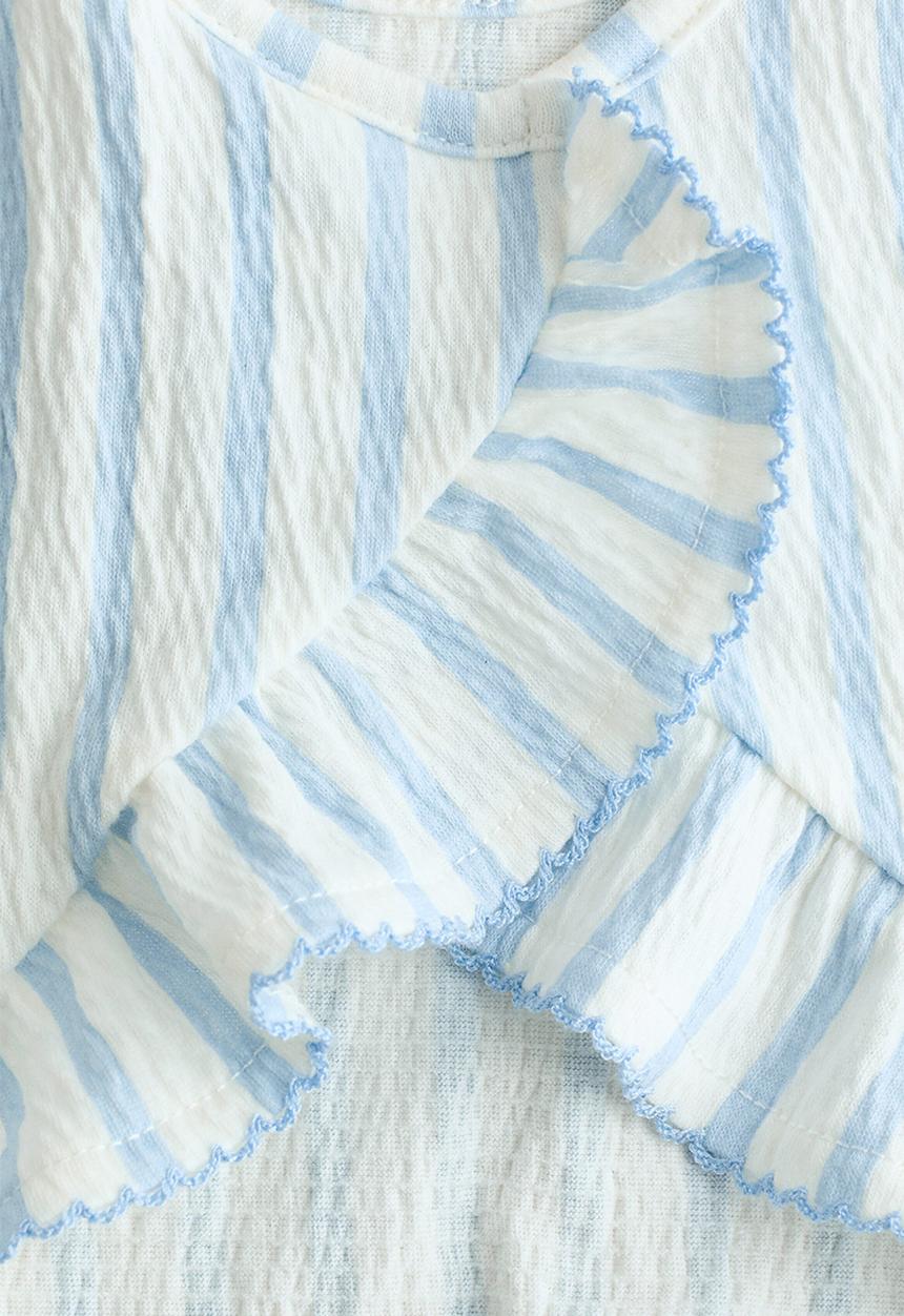 H&M - 2-piece crinkled cotton set - white/light blue striped