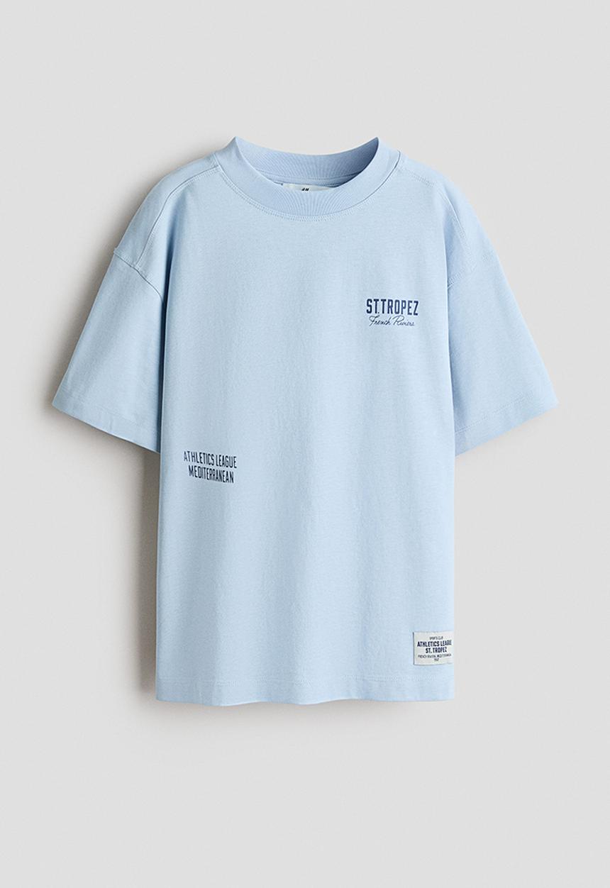 H&M - Print-motif T-shirt - light blue/st. tropez