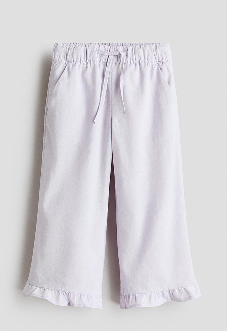 H&M - Linen-blend drawstring trousers - light purple