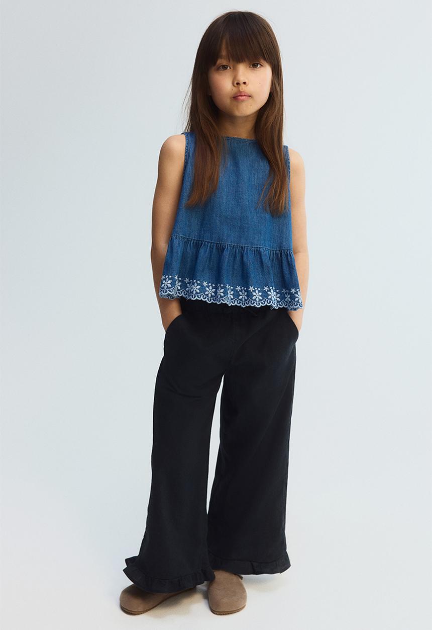 H&M - Linen-blend drawstring trousers - dark grey