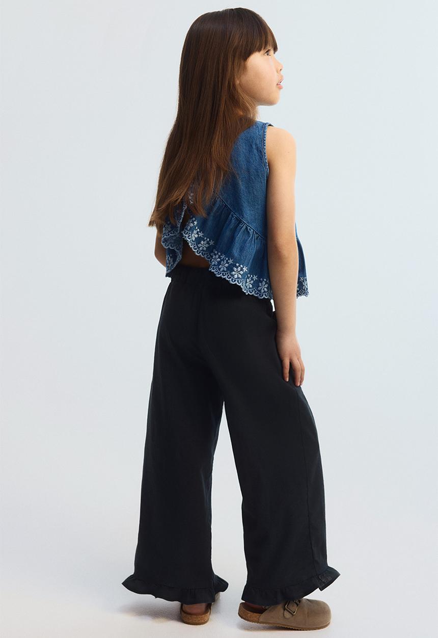 H&M - Linen-blend drawstring trousers - dark grey