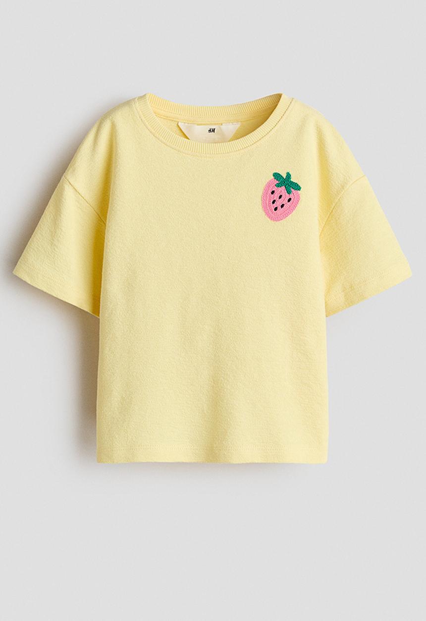 H&M - Cotton T-shirt - yellow/strawberry