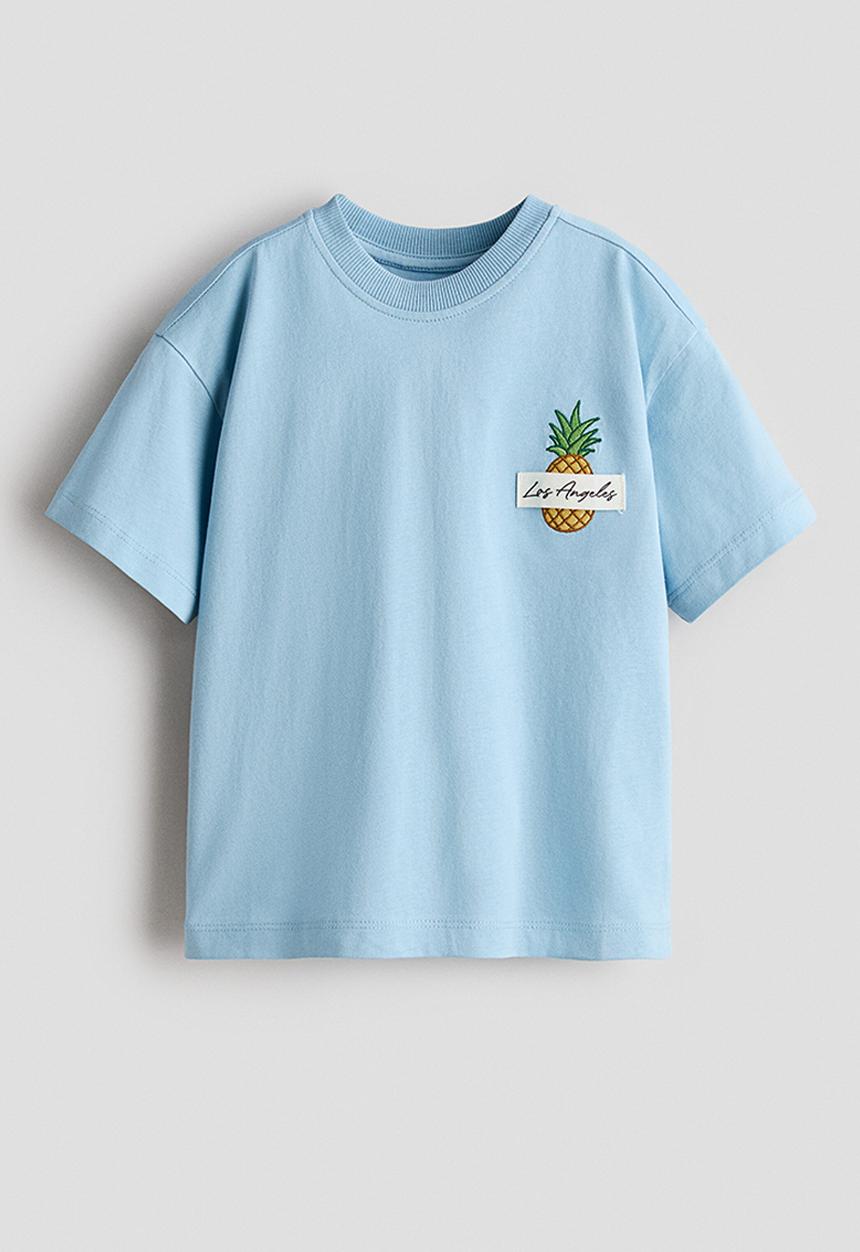 H&M - Printed cotton t-shirt - light blue/los angeles