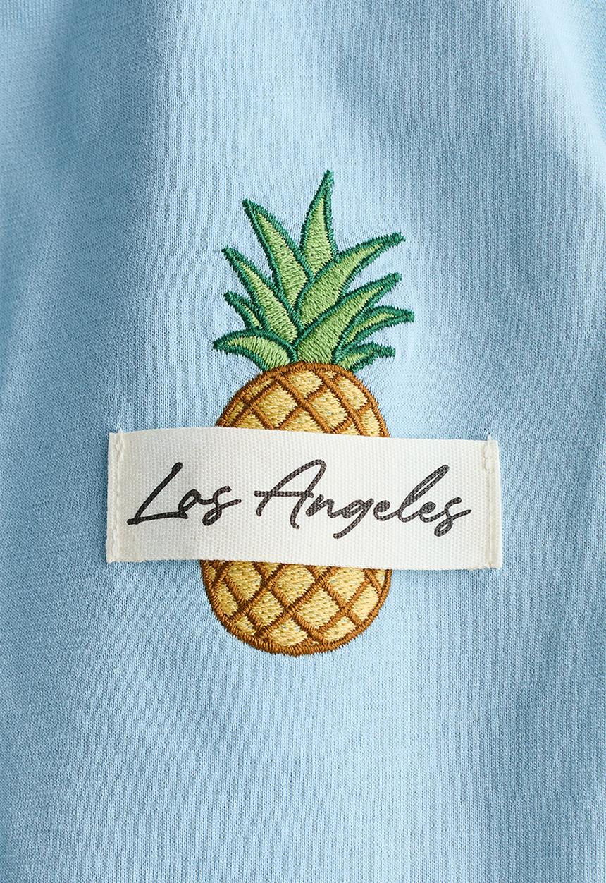 H&M - Printed cotton t-shirt - light blue/los angeles