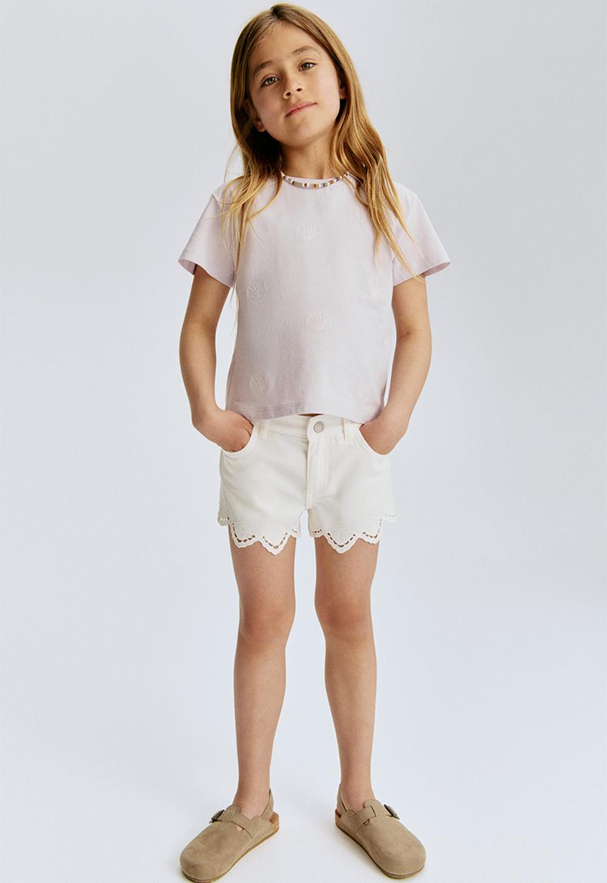H&M - Broderie-anglaise denim shorts - white