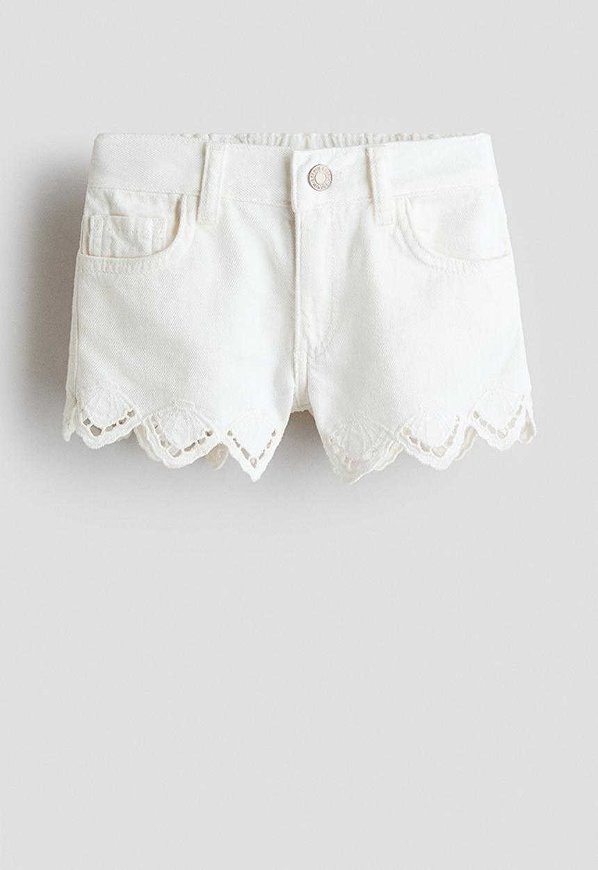 H&M - Broderie-anglaise denim shorts - white