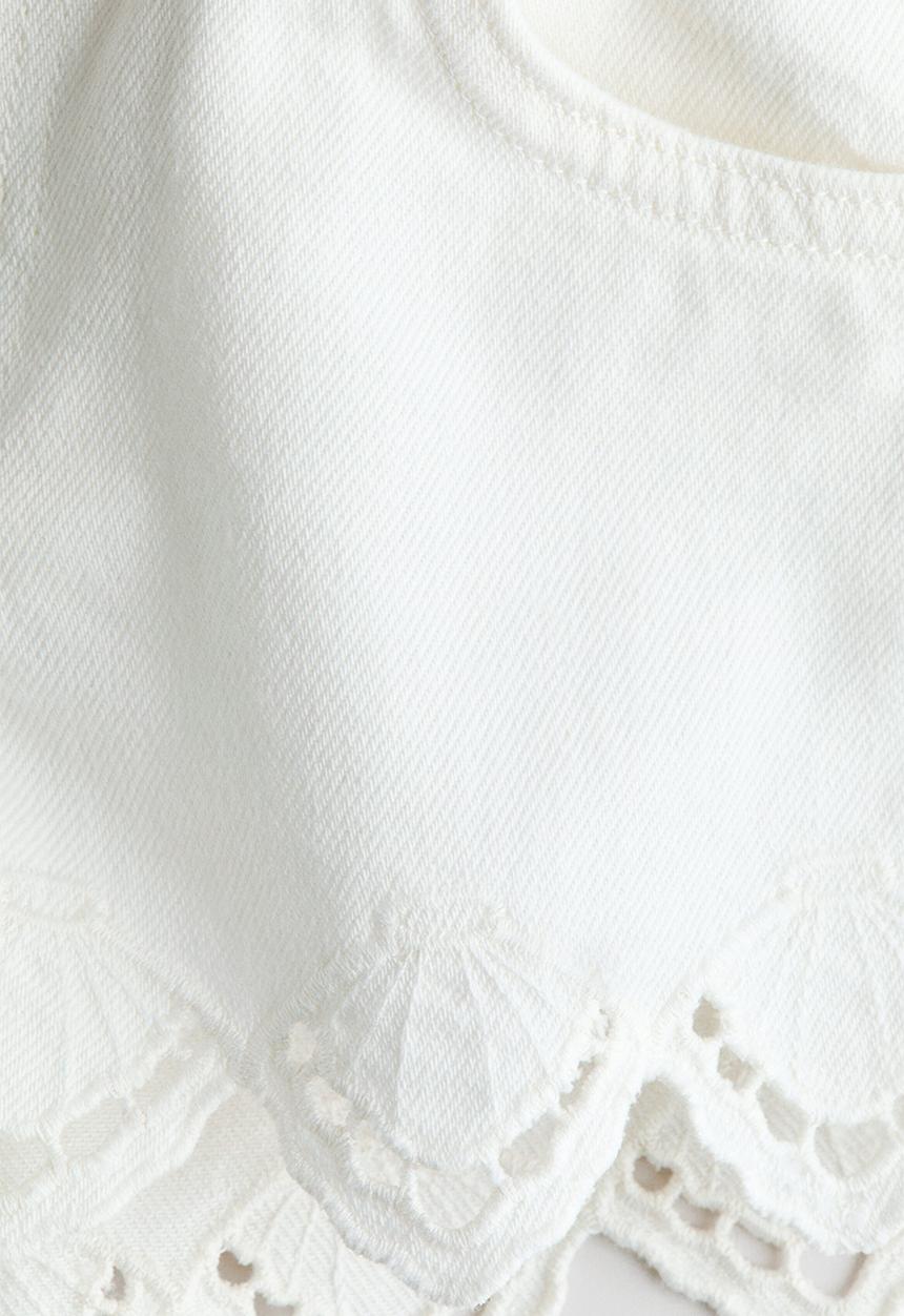 H&M - Broderie-anglaise denim shorts - white