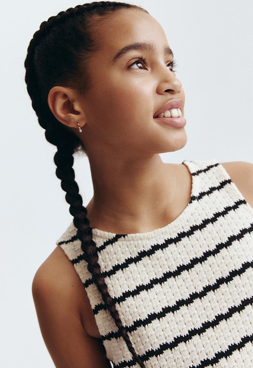 H&M - Pointelle-knit top - white/black striped