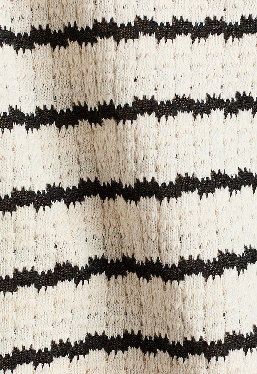 H&M - Pointelle-knit top - white/black striped