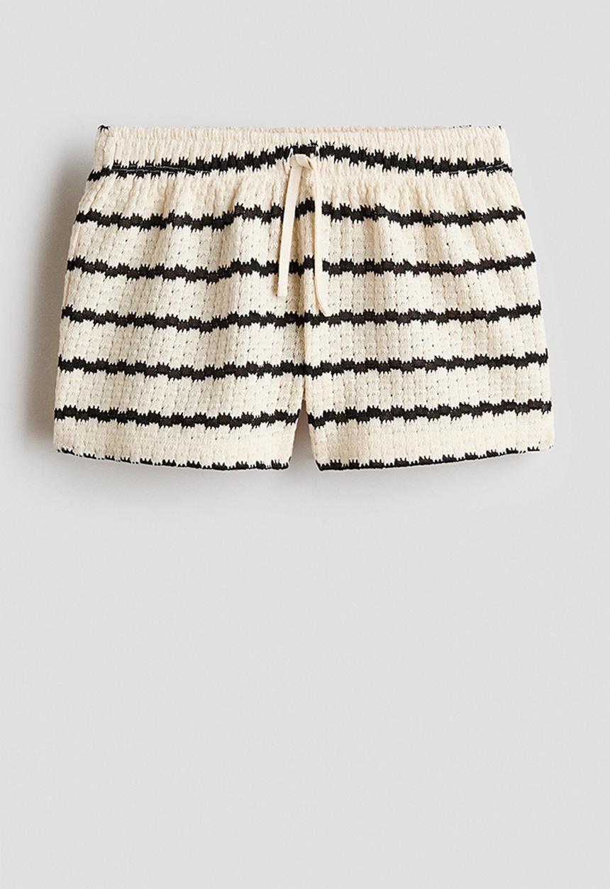 H&M - Pointelle-knit shorts - white/black striped