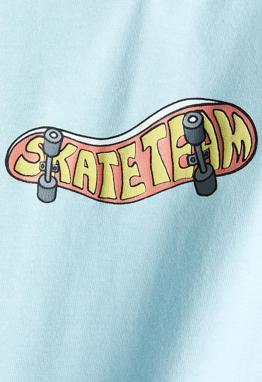 H&M - Printed cotton t-shirt - light turquoise/stay chill