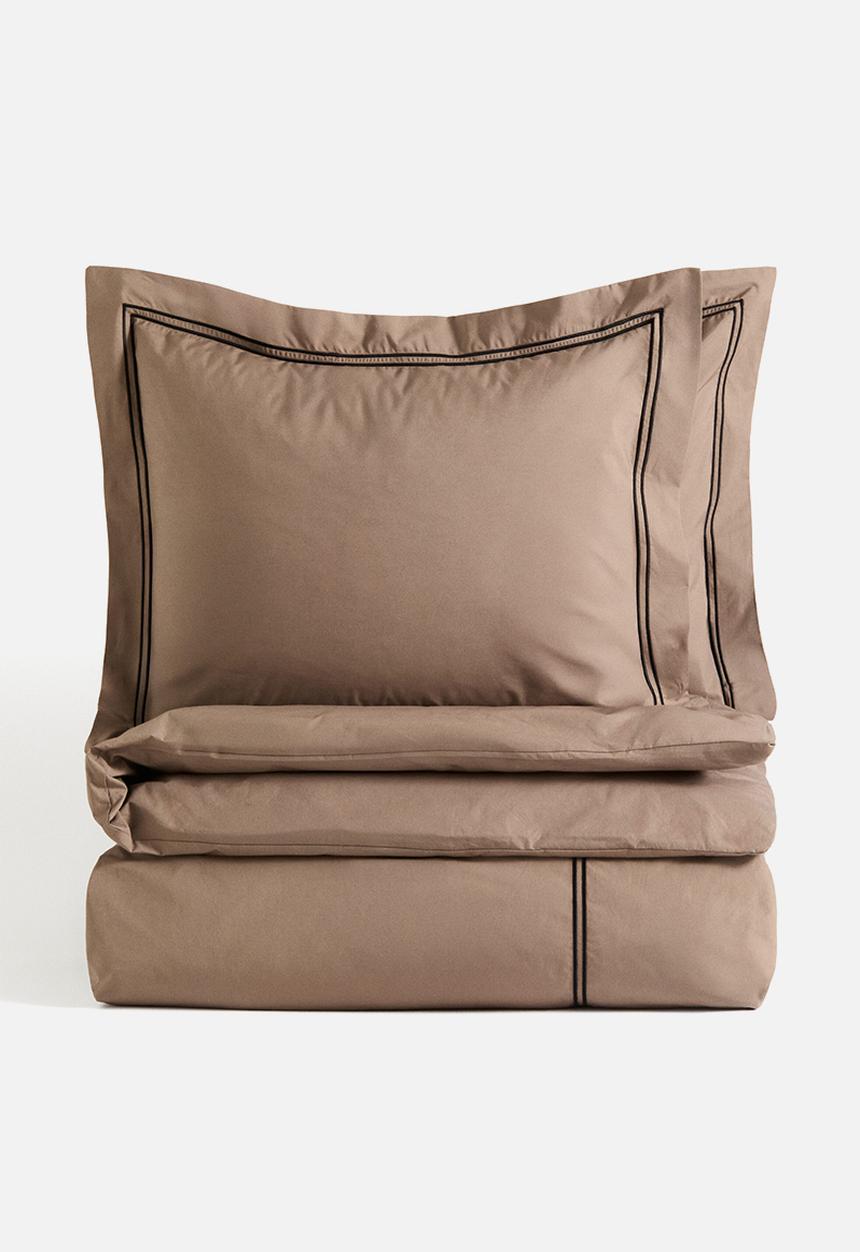 H&M - Cotton percale double/king duvet cover set - mole