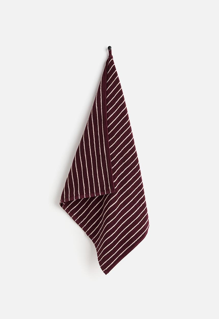 H&M - Striped bath towel  - burgundy/light pink striped
