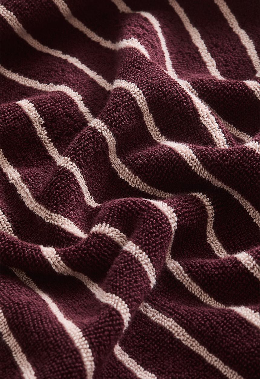 H&M - Striped bath towel  - burgundy/light pink striped