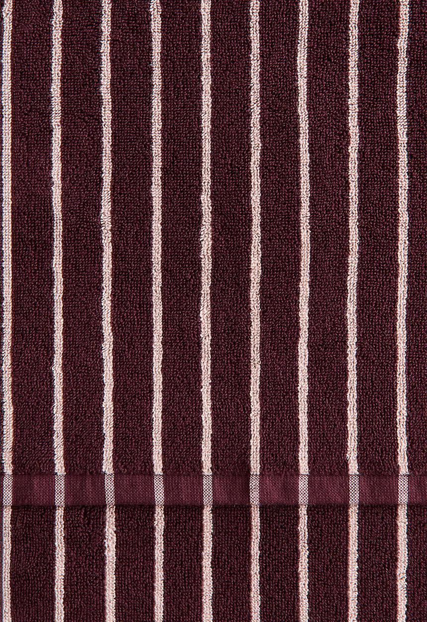 H&M - Striped bath towel  - burgundy/light pink striped