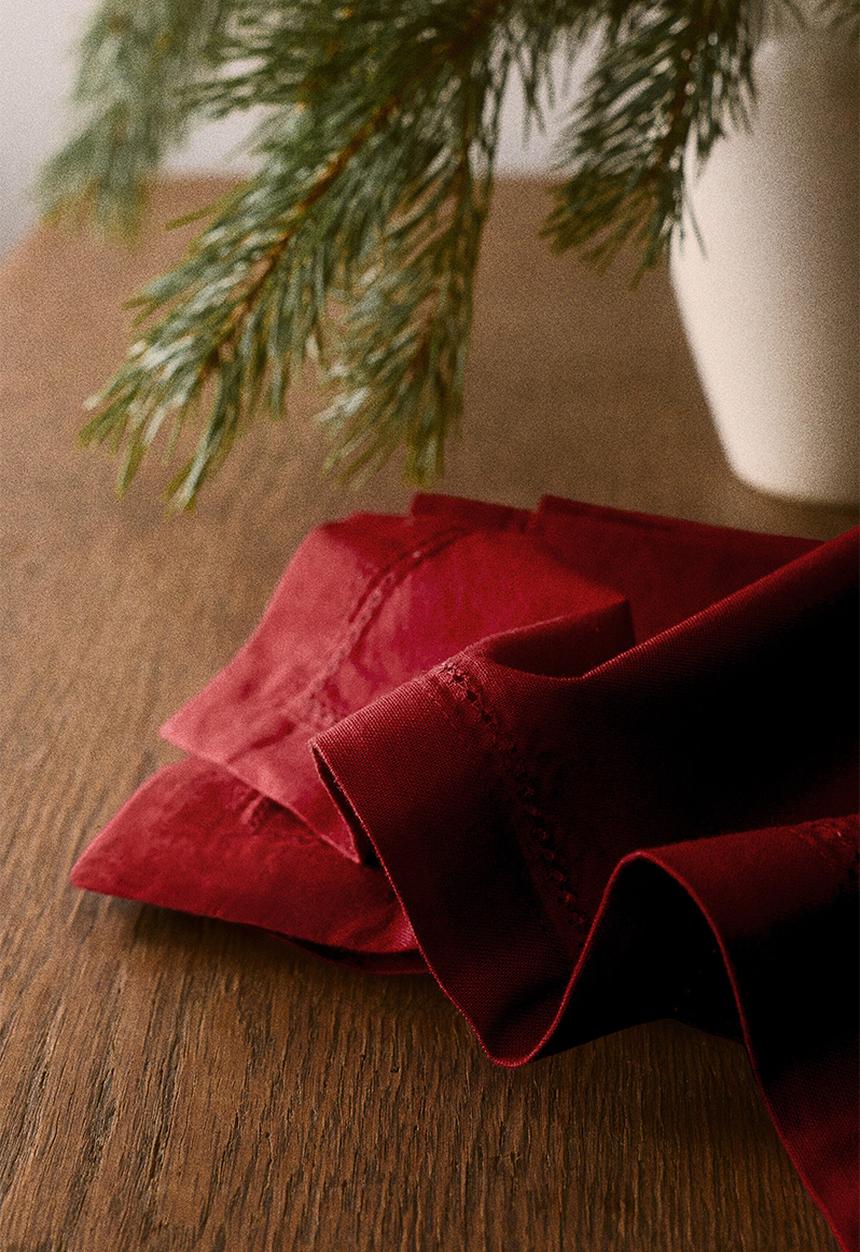 H&M - 4-pack cotton napkins - dark red