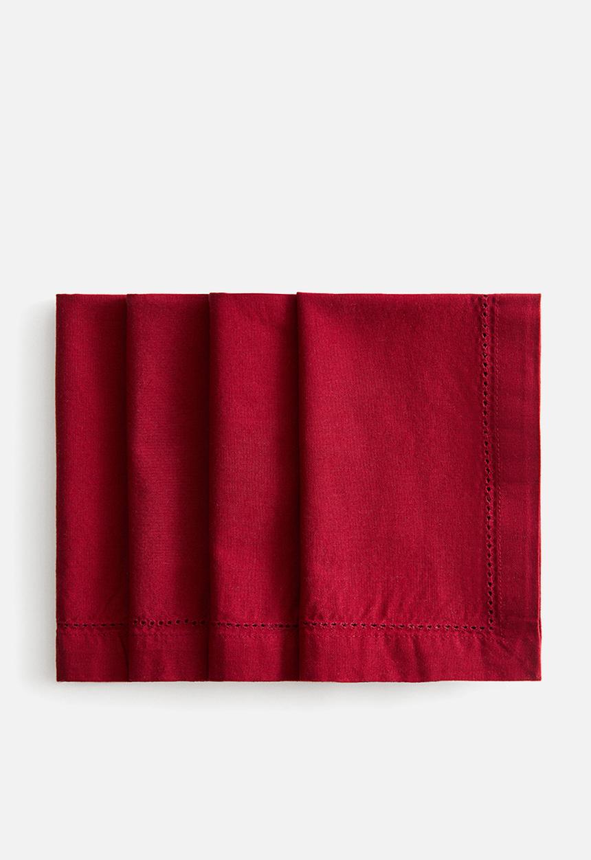 H&M - 4-pack cotton napkins - dark red